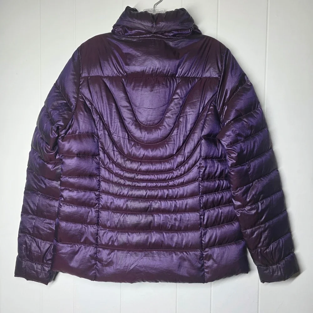 a.n.a Packable Premium Down Jacket Womens Large Purple Hooded Puffer Coat L